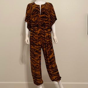 Norma Kamali Tiger-Print Rectangle Jog Jumpsuit